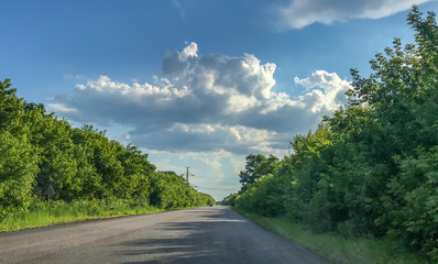 road and blue sky