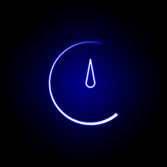 speedometer speed time clock icon in blue neon style.. Elements of time illustration icon. Signs, symbols can be used for web, logo, mobile app, UI, UX