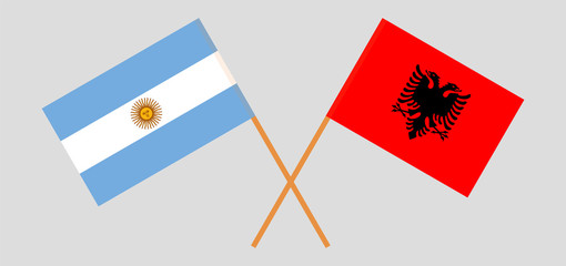 Albania and Argentina. Crossed Albanian and Argentinean flags