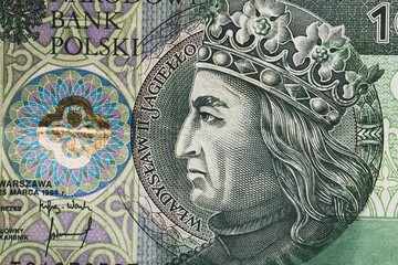 Fototapeta na wymiar Polish Zloty banknotes (PLN) - Closeup on 100 PLN banknote. Macro shot