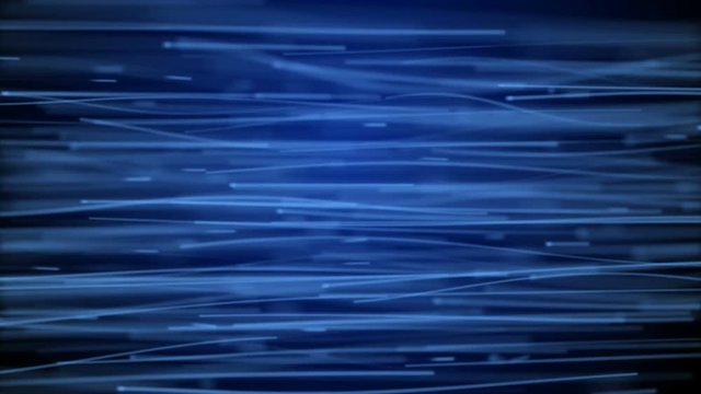 Moving network of lines with long trails in space, effect of drops of the rain, 3d rendering, computer generating background