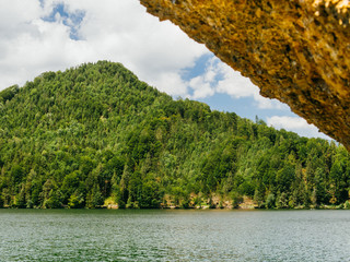 Mountain lake on the background of the Alps