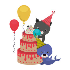 card of celebration with animals