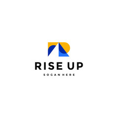 Initial Letter R for Rise up logo template