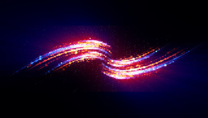 Abstract background. Beautiful light. Magic sparks. .Mystical shine streaks. Empty place. Glint cosmic rays. .Neon wind lines. Glow effect. Power energy. .Futuristic wave Flash. Glare splash..