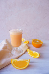 orange smoothie, milkshake with orange and mint