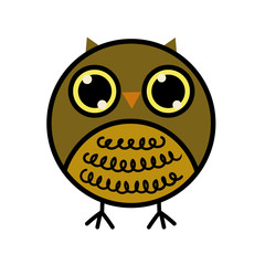 Brown owl vector icon isolated on a white background. Simple flat style. 