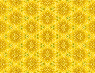 Seamless abstract raster pattern with a motif of a yellow flower	