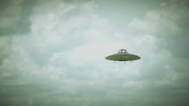 Unidentified flying object. Unidentified object with retro style, old design.