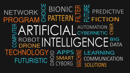 Artificial intelligence word cloud concept.