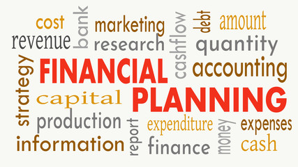 Financial planning, word cloud concept on white background. Illustration