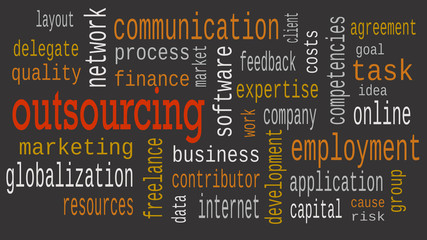 Outsourcing word cloud, business concept. Illustration