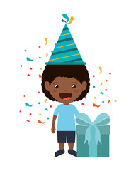 boy with party hat in birthday celebration
