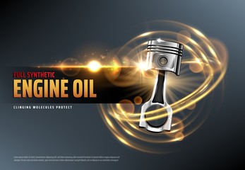 Motor oil or lubricant with car engine piston - obrazy, fototapety, plakaty