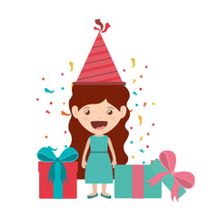 Obraz premium girl with party hat in birthday celebration