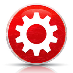 Settings icon metallic grunge abstract red round button vector illustration