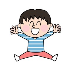 喜んでジャンプする男の子