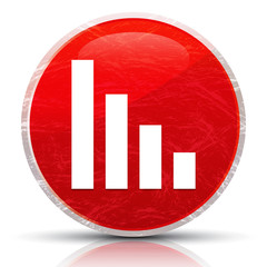 Statistics down icon metallic grunge abstract red round button vector illustration