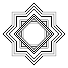Eid mubarak star symbol isolated in black and white