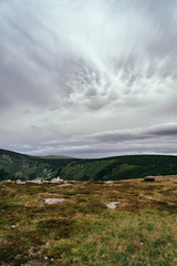 On the trail in Giant Mountains (Karkonosze), Polish - Czech Republic border. European Union. 