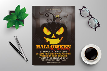 halloween party flyer template vector