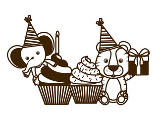 silhouette of card of celebration with animals