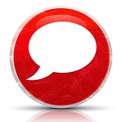 Chat bubble icon metallic grunge abstract red round button vector illustration