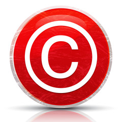 Copyright symbol icon metallic grunge abstract red round button vector illustration