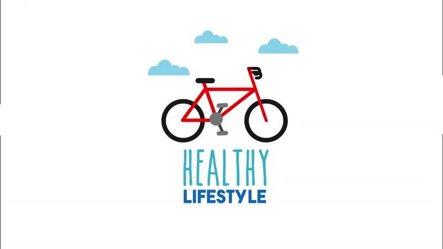 healthy lifestyle with bicycle animation