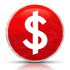 Dollar sign icon metallic grunge abstract red round button vector illustration