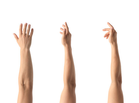 African-American man extending hand for shake on white background, closeup