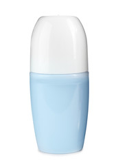 Blank plastic deodorant container on white background