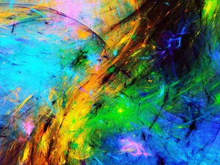 Vitrage gordijnen Mix van kleuren regenboog abstracte fractal achtergrond 3D-rendering illustratie
