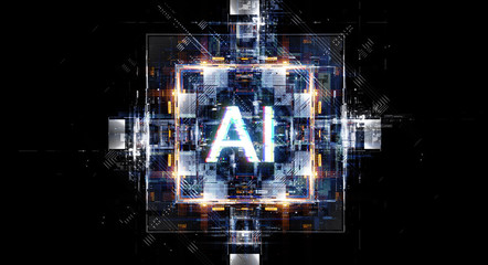 3d illustration. c storage service. Server room. Modern web network. Internet connection. AI. Head. Quantum computer system. Blockchain technology. Grid and lines. Hosting domain. Electronic device.