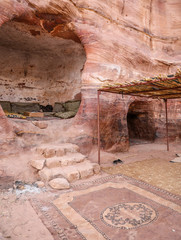 Home of a cave dwelling Bedouin in Petra, carved out of a rock. 