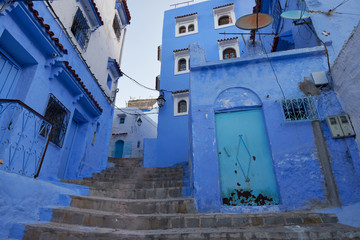 Blue houses in the Chefchaouen city in Morocco.