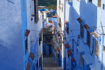 Chefchaouen town with a blue streets in old Medina in Morocco.