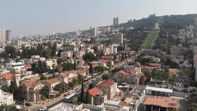 Haifa, Israel. One of the old districts of the city, the German Colony, after many years of restoration, took on a modern look.