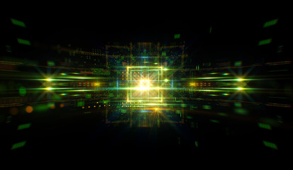 CPU socket. Modern technology. Big data center. Mobile device ..Green light effect. Future microcontroller. Blockchain. Energy grid.Super system. Virtual reality. Digital signal. Overclock module