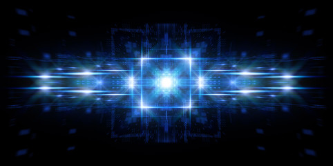 CPU socket. Modern technology. Big data center. Mobile device..Blue light effect. Future microcontroller. Blockchain. Energy grid.Super system. Virtual reality. Digital signal. Overclock module