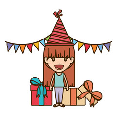 girl with party hat in birthday celebration