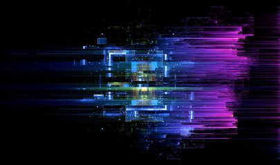 Led Light. Abstract effect. Future tech. Glare cubes. Digital cpu signal. .Shine grid. Modern big data. Neon flare. Quantum computer net system. .Magic code. Grid HUD lines. Web device. Blocks system.