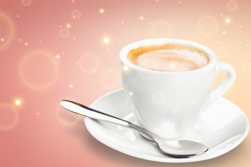 Black coffee in white cup isolated on  background