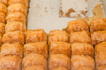 Traditional turkish dessert called baklava 