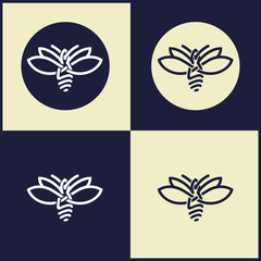 Firefly as fluorescent lamp, firefly icon, vector logo design concept.