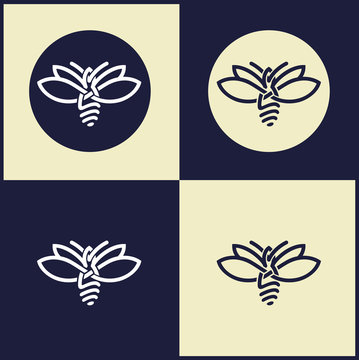Firefly as fluorescent lamp, firefly icon, vector logo design concept.
