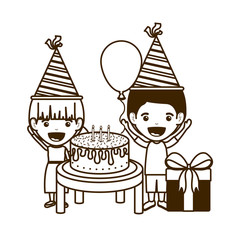 silhouette of couple of children in birthday celebration
