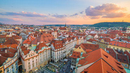 Fototapeta na wymiar Famous iconic image of Prague city skyline
