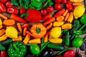 Colorful vegetables, organic farm food concept.
