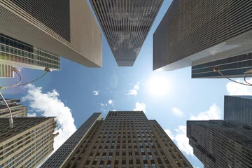 Foto op Plexiglas Corporate office buildings towers skyscrapers low angle © blvdone